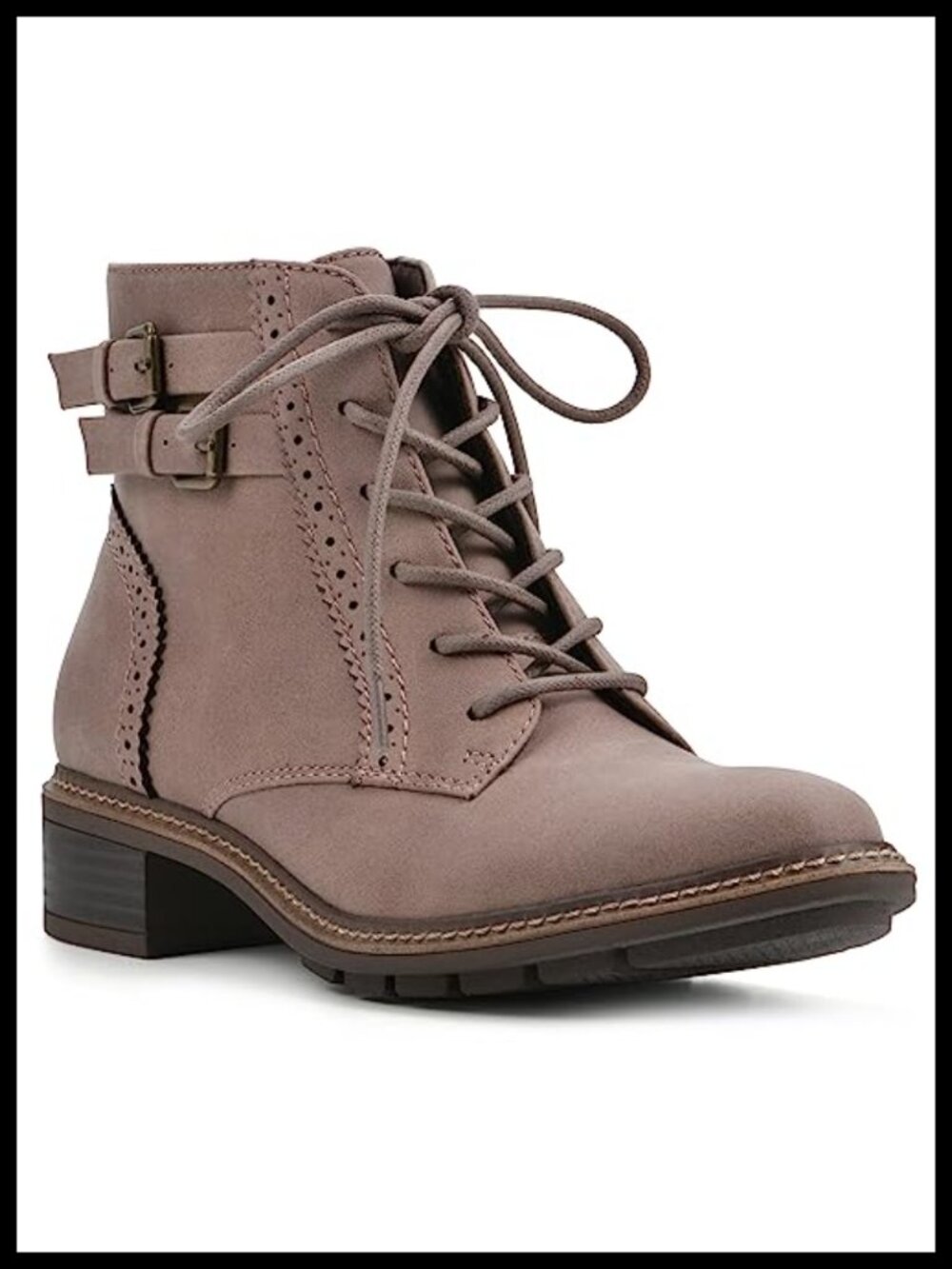 Women's Stacked Heel Lace-Up Ankle Bootie with Cushioned Insole